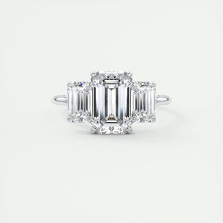 1.91 CT Emerald Cut Three Stone Moissanite Engagement Ring - violetjewels