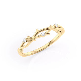 Round diamond twig wedding band with nature-inspired design – delicate and unique