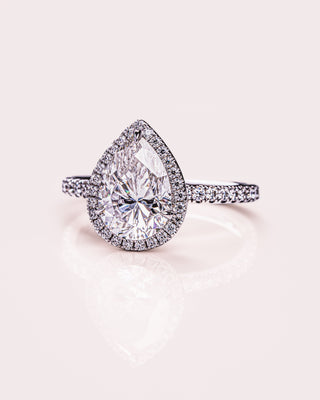 1.93 CT Pear Halo Pave Moissanite Engagement Ring - violetjewels