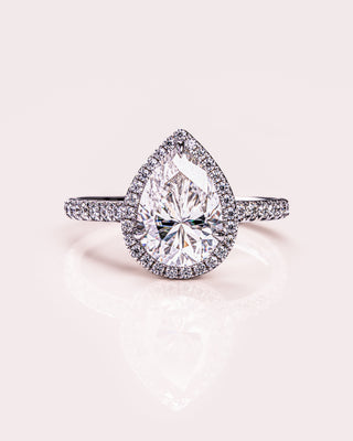 1.93 CT Pear Halo Pave Moissanite Engagement Ring - violetjewels