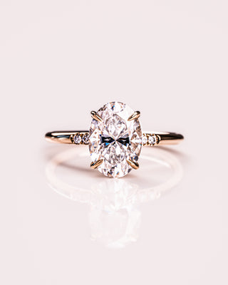 2.72 CT Oval Cut Solitaire Hidden Halo Setting Moissanite Engagement Ring - violetjewels