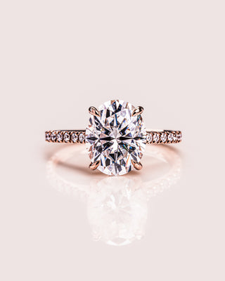 2.72 CT Oval Cut Solitaire Hidden Halo/Pave Setting Moissanite Engagement Ring - violetjewels