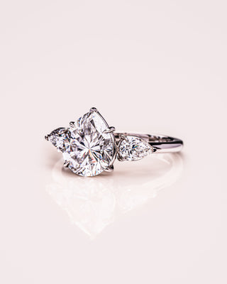 3.09 CT Pear Cut Three Stone Moissanite Engagement Ring - violetjewels