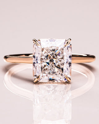 3.51 CT Radiant Cut Solitaire Hidden Halo Setting Moissanite Engagement Ring - violetjewels
