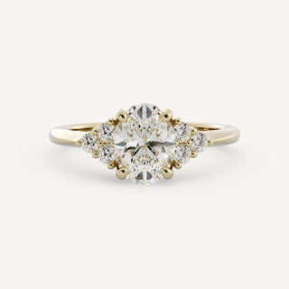1.20 CT - 3.50 CT Oval Cluster Engagement Ring