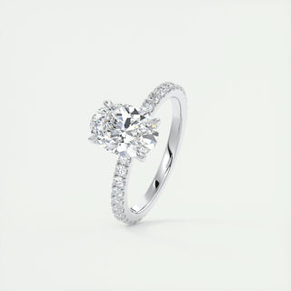 1.5ct Oval F- VS1 Diamond Pave Engagement Ring - violetjewels