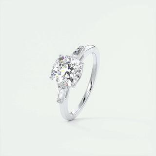 2ct Cushion F- VS1 Diamond 3 Stones Engagement Ring - violetjewels