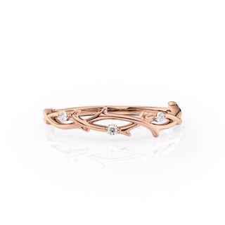 Round diamond twig wedding band with nature-inspired design – delicate and unique