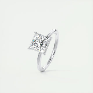 2.08 CT Princess Hidden Halo Moissanite Engagement Ring - violetjewels