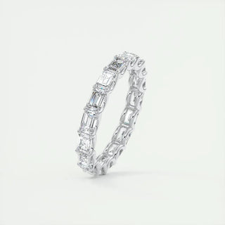 2.55 Emerald Cut East West Eternity Moissanite Bridal Wedding Band - violetjewels