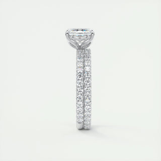2ct Asscher F- VS1 Diamond Engagement Ring With Pave Setting - violetjewels