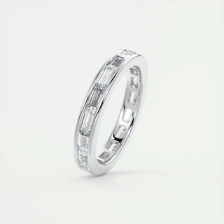 1.87 Emerald Cut Channel Moissanite Bridal Wedding Band - violetjewels