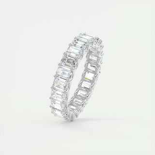 4.60 Emerald Cut Full Eternity Moissanite Bridal Wedding Band - violetjewels