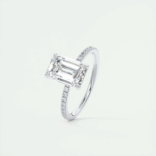 1.91 CT Emerald Cut Solitaire Pave Moissanite Engagement Ring - violetjewels
