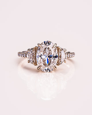 2.3 CT Oval Three Stone Pave Moissanite Engagement Ring - violetjewels