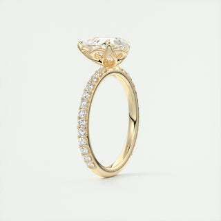 2ct Pear F- VS1 Diamond Pave Engagement Ring - violetjewels