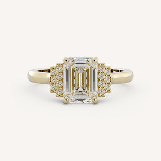 1.75 CT - 3.50 CT Emerald Cluster Engagement Ring
