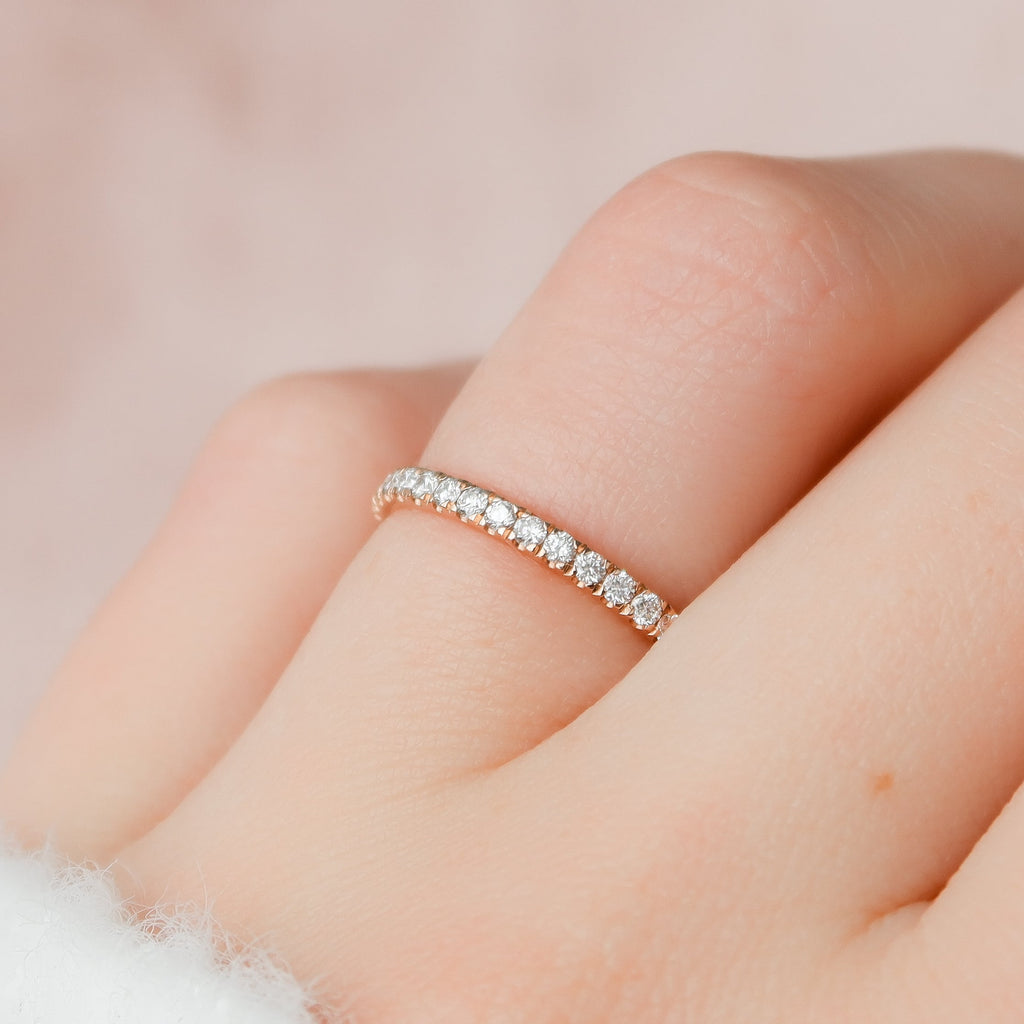 Round diamond half eternity wedding band – timeless elegance with continuous sparkle