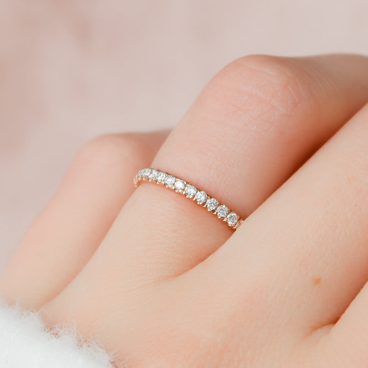 Round diamond half eternity wedding band – timeless elegance with continuous sparkle