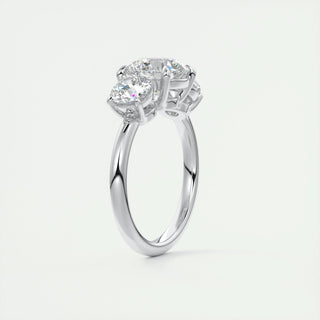 2ct Round Shaped Diamond 3 Stones Engagement Ring With F- VS1 Clarity - violetjewels