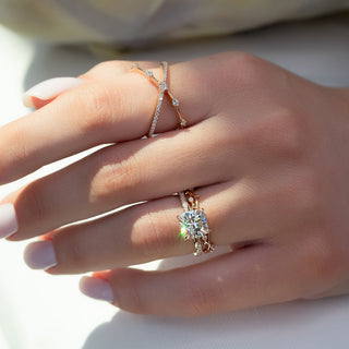 Round diamond twig wedding band – nature-inspired design with organic elegance