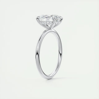 1.91 CT Oval Solitaire Hidden Halo Moissanite Engagement Ring - violetjewels