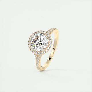 2ct Round F- VS1 Diamond Engagement Ring With Halo & Pave Setting - violetjewels