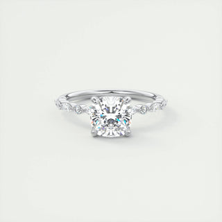 2.15 CT Cushion Cut Solitaire Pave Moissanite Engagement Ring - violetjewels