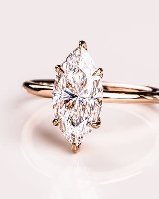 1.56 CT Marquise Cut Solitaire Moissanite Engagement Ring With Hidden Halo Setting - violetjewels
