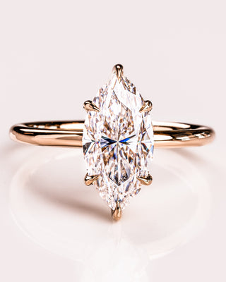1.56 CT Marquise Cut Solitaire Moissanite Engagement Ring With Hidden Halo Setting - violetjewels