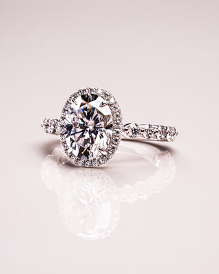 4.22 CT Oval Halo Pave Moissanite Engagement Ring - violetjewels