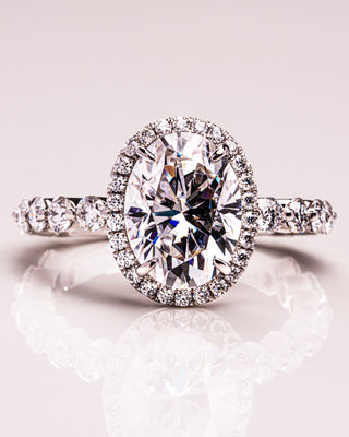 4.22 CT Oval Halo Pave Moissanite Engagement Ring - violetjewels