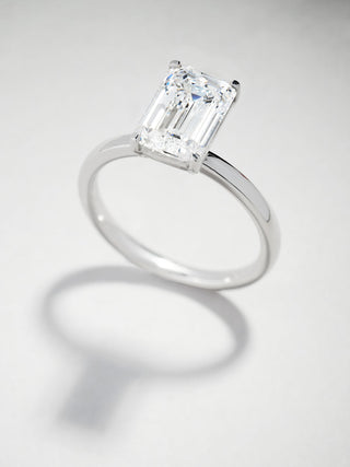 Solitaire Ring with 3.0 CT Emerald Cut Moissanite - violetjewels