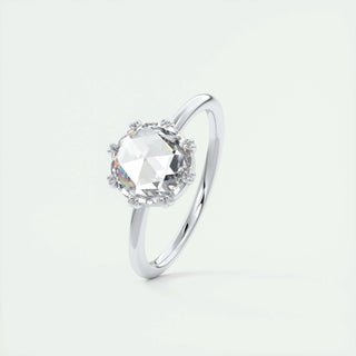 1.47 CT Round Rose Cut Solitaire Double Prong Moissanite Engagement Ring - violetjewels