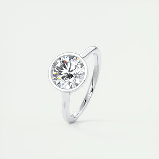 2.0 CT Round Bezel Solitaire Moissanite Engagement Ring - violetjewels