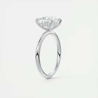 2.08 CT Princess Hidden Halo Moissanite Engagement Ring - violetjewels