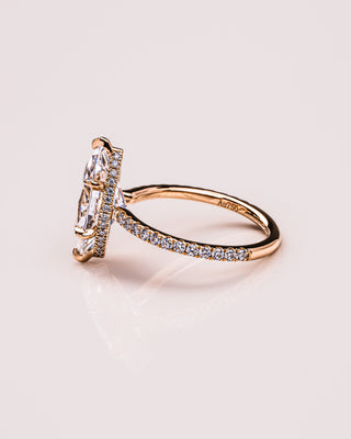 3.0 - 7.0 CT Marquise CVD Diamond Hidden Halo & Pave Engagement Ring