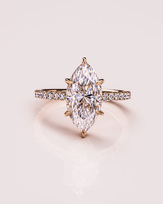 1.98 CT Marquise Solitaire Moissanite Engagement Ring With Hidden Halo/Pave Setting - violetjewels