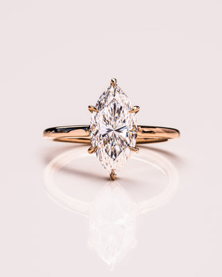 0.90 CT Marquise Cut Solitaire Moissanite Engagement Ring With Hidden Halo Setting - violetjewels