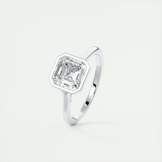 2.03 CT Asscher Cut Bezel Solitaire Moissanite Engagement Ring - violetjewels