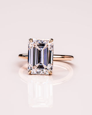 8.0 CT Emerald Cut Solitaire Hidden Halo Moissanite Engagement Ring - violetjewels