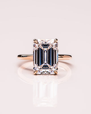 8.0 CT Emerald Cut Solitaire Hidden Halo Moissanite Engagement Ring - violetjewels