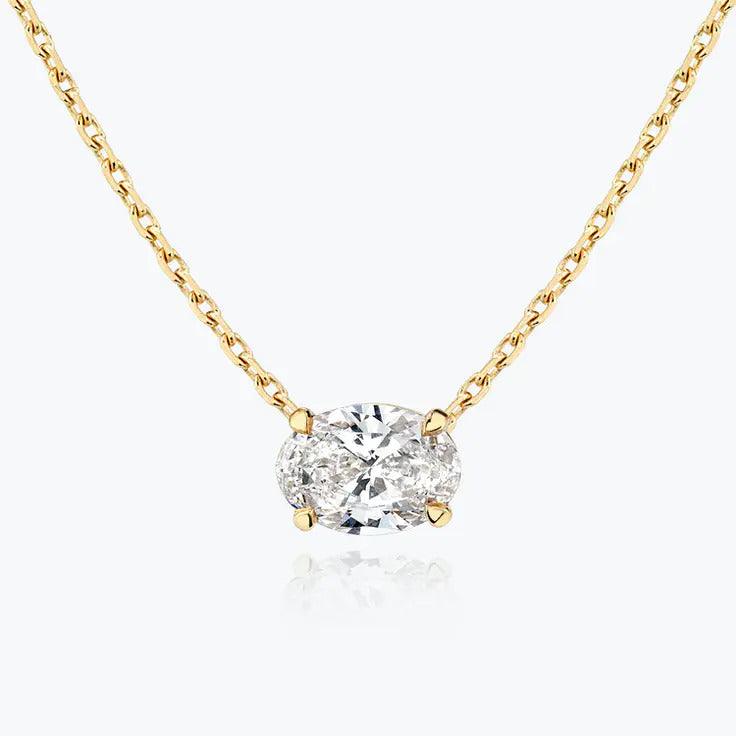 0.25-1.0ct Oval Cut Solitaire Moissanite Diamond Necklace - violetjewels