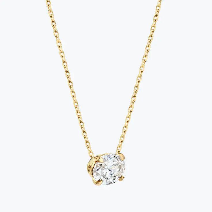 0.25-1.0ct Oval Cut Solitaire Moissanite Diamond Necklace - violetjewels