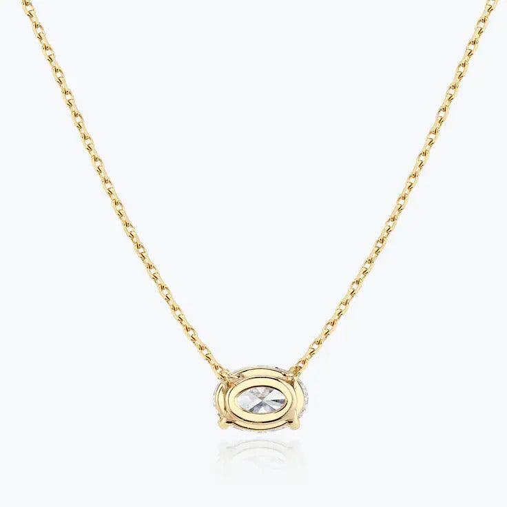 0.25-1.0ct Oval Cut Solitaire Moissanite Diamond Necklace - violetjewels