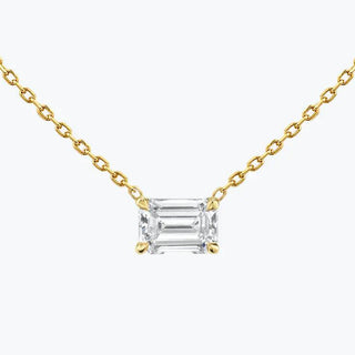 0.25-1.0ct Emerald Cut Solitaire Moissanite Diamond Necklace - violetjewels
