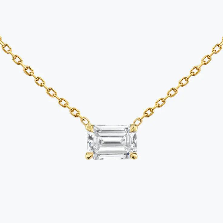 0.25-1.0ct Emerald Cut Solitaire Moissanite Diamond Necklace - violetjewels