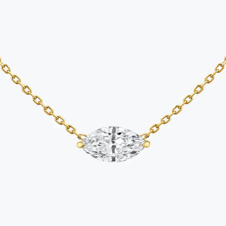 0.25-1.0ct Marquise Cut Solitaire Moissanite Diamond Necklace - violetjewels