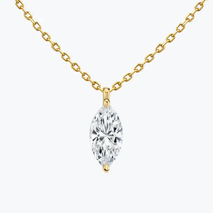 0.25-1.0ct Marquise Cut Solitaire Moissanite Diamond Layering Necklace - violetjewels