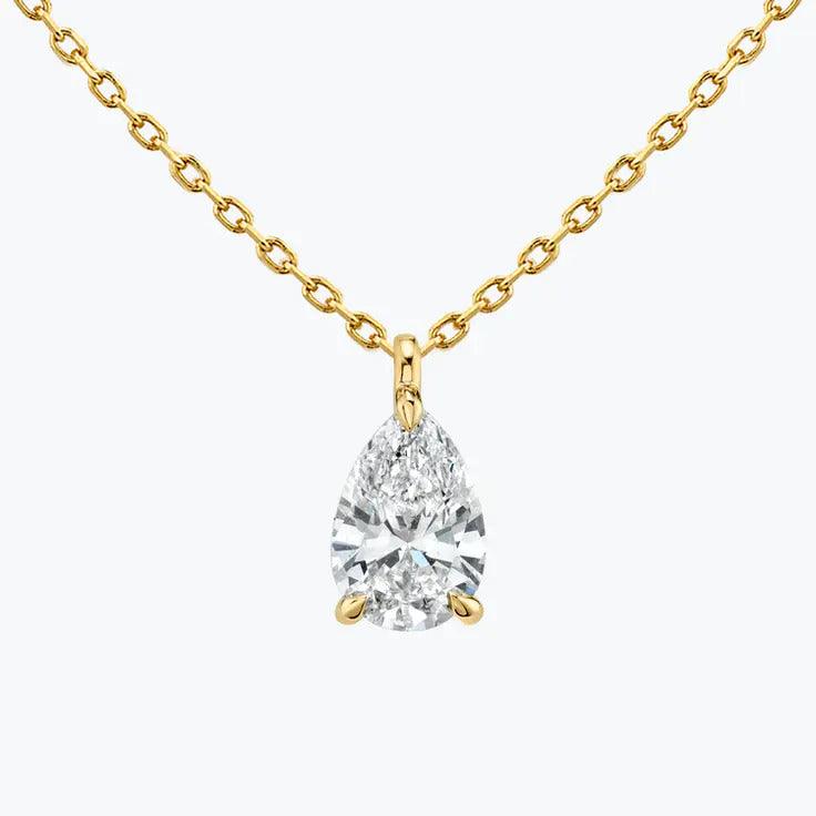0.25-1.0ct Pear Cut Solitaire Moissanite Diamond Layering Necklace - violetjewels